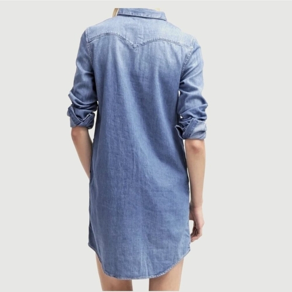Levi's Long Sleeve Blue Western Denim Shirt Dress - Picture 3 of 14